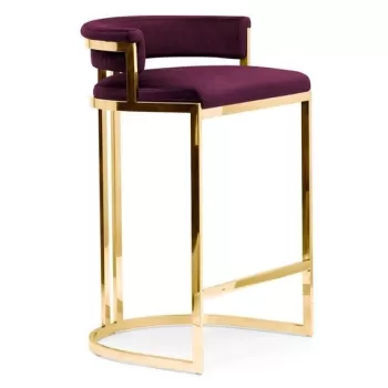 Scaun de bar tapitat Vegas burgundy/gold - H82 cm imagine