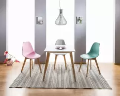 Scaun din plastic si lemn Moris gri - H 85 cm imagine