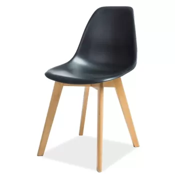 Scaun din plastic si lemn Moris negru - H 85 cm imagine