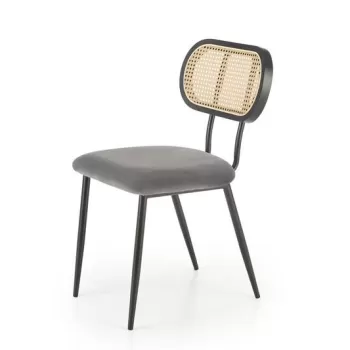 Scaun din rattan si catifea K503 gri imagine