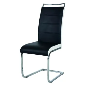 Scaun H-441 piele ecologica negru/alb/crom imagine