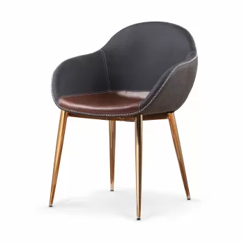 Scaun K304 piele ecologica gri maro imagine