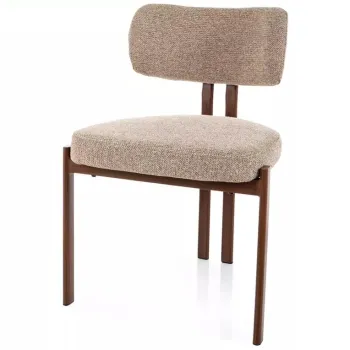 Scaun lemn tapitat Misaki D 253 bej/nuc - H81 cm imagine