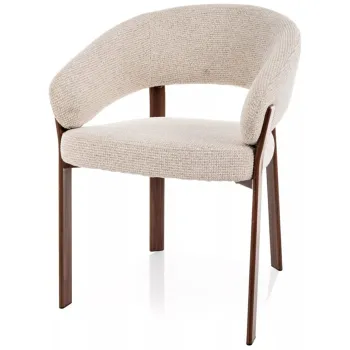 Scaun lemn tapitat Nagoja D 255 bej deschis/nuc- H79 cm imagine