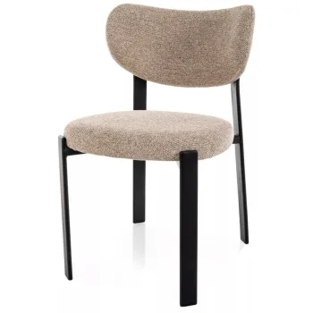 Scaun lemn tapitat Rin 253 bej/negru mat - H79 cm imagine