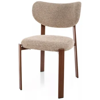 Scaun lemn tapitat Rin D 253 bej/nuc - H79 cm imagine