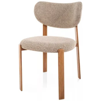 Scaun lemn tapitat Rin D 253 bej/stejar - H79 cm imagine