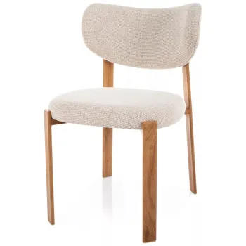 Scaun lemn tapitat Rin D 255 bej deschis/stejar - H79 cm imagine