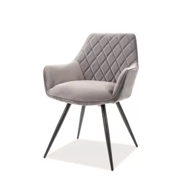 Scaun Linea Velvet Gri/Negru - H82 cm imagine