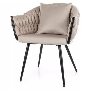 Scaun Nuvo velvet bej deschis/negru Blu30 imagine