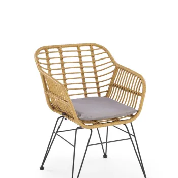 Scaun rattan K541 natur/gri imagine