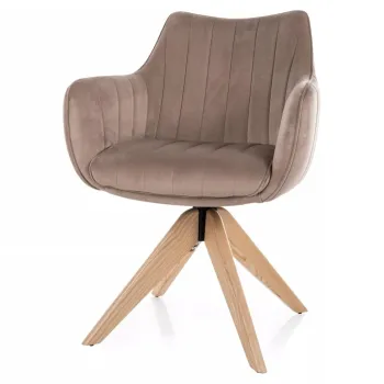 Scaun rotativ Azalia D velvet bej inchis Blu40 imagine