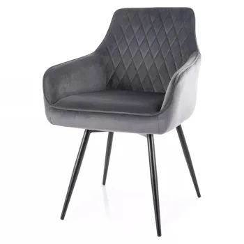 Scaun rotativ Marlo velvet gri/negru Blu14 imagine