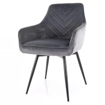 Scaun rotativ Servio velvet gri/negru Blu14 imagine