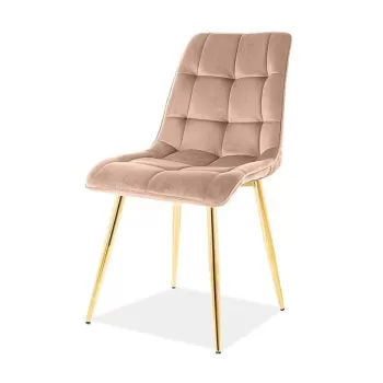 Scaun tapitat Chic Velvet Bej/Gold imagine