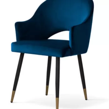 Scaun tapitat cu catifea-picioare metalice Goda Navy Blue BL86/Black/Gold-l54xA58xH87cm imagine