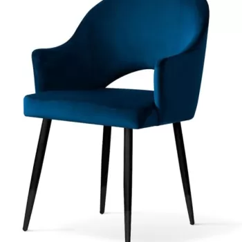 Scaun tapitat cu catifea-picioare metalice Goda Navy Blue BL86/Black-l54xA58xH87cm imagine