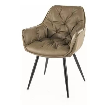 Scaun tapitat cu piele Cherry olive imagine