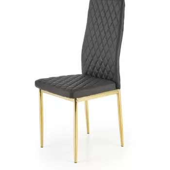 Scaun tapitat cu piele K501 negru/auriu imagine
