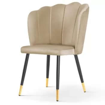 Scaun tapitat Hilton bej picioare negru/gold - H88 cm imagine