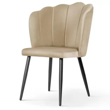 Scaun tapitat Hilton bej picioare negru - H88 cm imagine