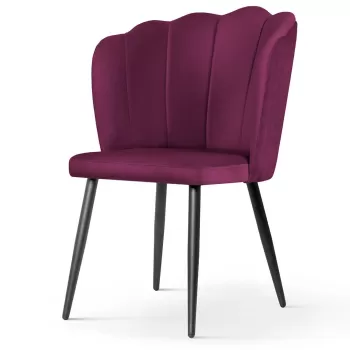 Scaun tapitat Hilton burgundy picioare negru - H88 cm imagine