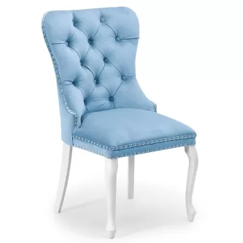 Scaun tapitat Madame Charlotte albastru deschis/alb imagine