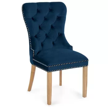 Scaun tapitat Madame II Gold stejar-albastru - H 101 cm imagine