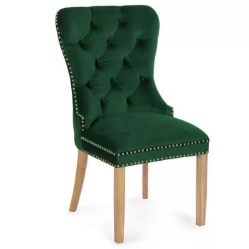Scaun tapitat Madame II Gold stejar-verde - H 101 cm imagine