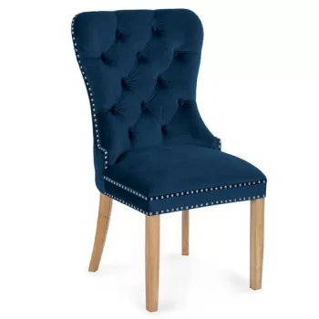 Scaun tapitat Madame stejar-albastru - H 101 cm imagine