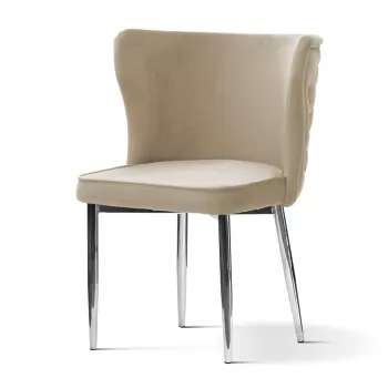 Scaun tapitat Modena bej picioare silver - H86 cm imagine