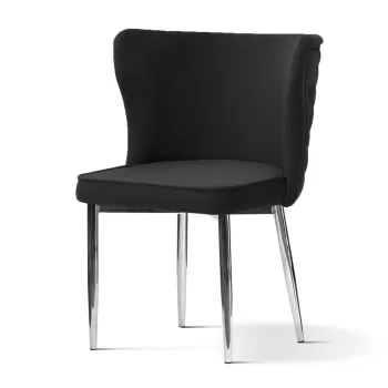 Scaun tapitat Modena negru picioare silver - H86 cm imagine