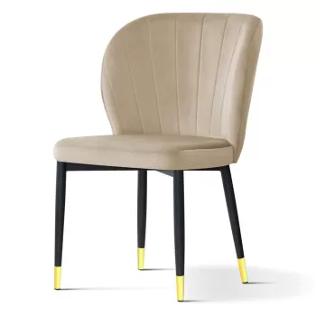Scaun tapitat Shelly bej picioare negre/gold - H88 cm imagine