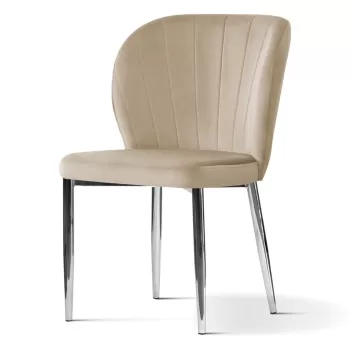 Scaun tapitat Shelly bej picioare silver - H88 cm imagine