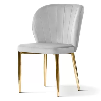 Scaun tapitat Shelly gri picioare gold - H88 cm imagine
