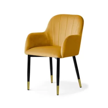 Scaun tapitat Tulip mustar/negru gold h84 cm imagine