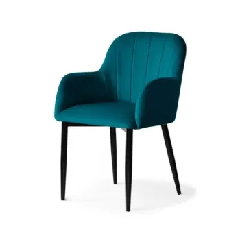 Scaun tapitat Tulip turcoaz/negru h84 cm imagine