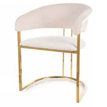 Scaun Tulipe velvet bej deschis/auriu Blu22 H77 cm imagine