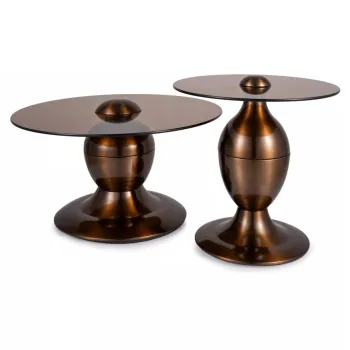 Set 2 masute de cafea Cassie maro transparent/cupru o70/o50 imagine