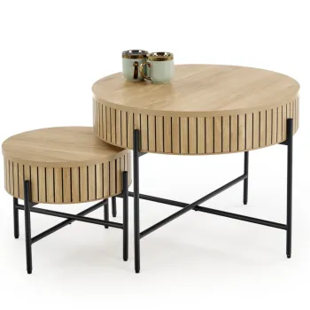 Set 2 masute de cafea Dante natur/negru imagine