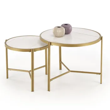 Set 2 masute de cafea Fatima marmura alba/auriu imagine