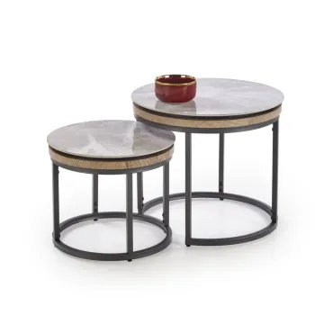 Set 2 masute de cafea Itaka marmura gri/grafit imagine