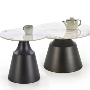 Set 2 masute de cafea Magneta marmura alba/negru imagine