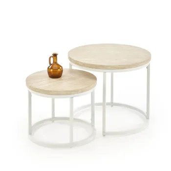 Set 2 masute de cafea Oreo travertin/alb imagine