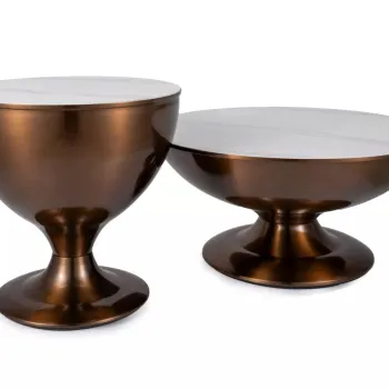 Set 2 masute de cafea Salsa alb/cupru o75/o50 imagine