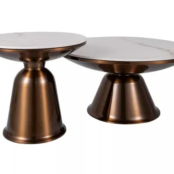 Set 2 masute de cafea Vera alb/cupru o75/o50 imagine