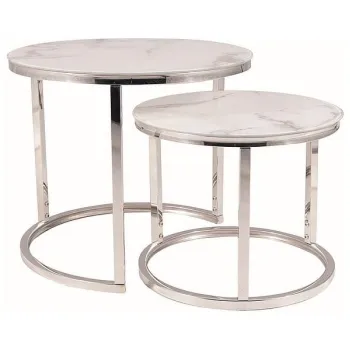 Set 2 mese de cafea Atlanta B II marmura alba/argintiu imagine