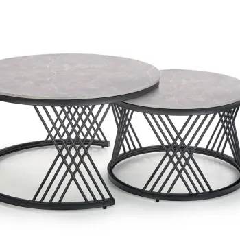 Set 2 mese de cafea Flamingo marmura gri/negru imagine