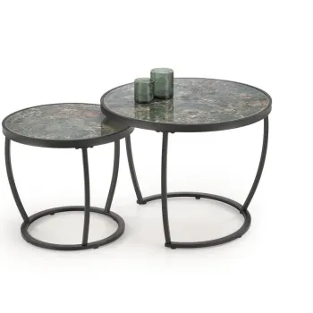 Set 2 mese de cafea Ines marmura verde/negru imagine