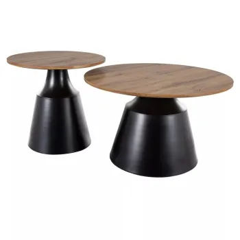 Set 2 mese de cafea Itaka stejar artizan/negru o50/o70 imagine